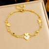 Fashion Double Layer Stacked Women's Anklet Stainless Steel Heart Shape Love Diamond Tree Of Life Accessories Chain