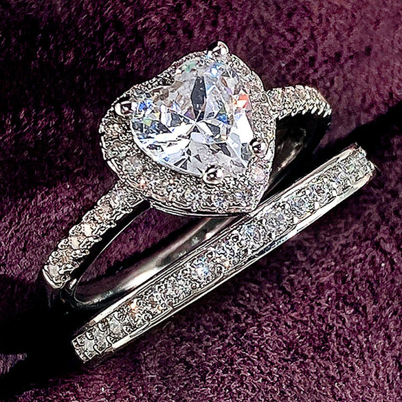 Fashion Double Layer Twoinone Combination Women's Ring Copper Geometric Zircon Light Luxury