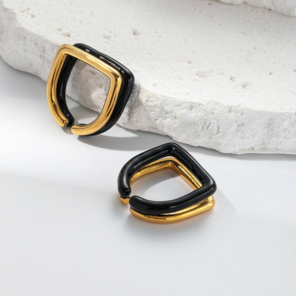 Fashion Double Opening Ring Stainless Steel Gold Plated Jewelry