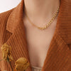 Fashion Double Round Bead Stitching Necklace And Bracelet Set In Titanium Steel With 18K Gold Plated Electroplating For Women