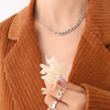 Fashion Double Round Bead Stitching Necklace And Bracelet Set In Titanium Steel With 18K Gold Plated Electroplating For Women