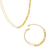 Fashion Double Round Bead Stitching Necklace And Bracelet Set In Titanium Steel With 18K Gold Plated Electroplating For Women