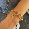 Fashion Doublelayer Ballbead Chain Bracelet With Butterfly Pendant Alloy Material Retro And Simple Style Unisex