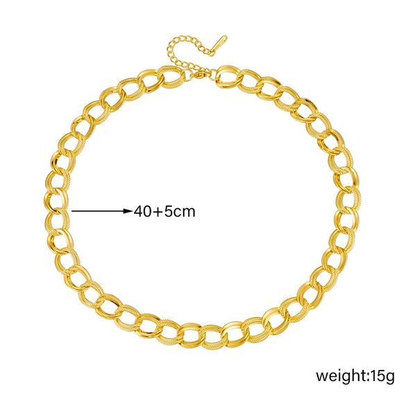 Fashion Doublering Chain Titanium Steel Necklace Goldplated For Women