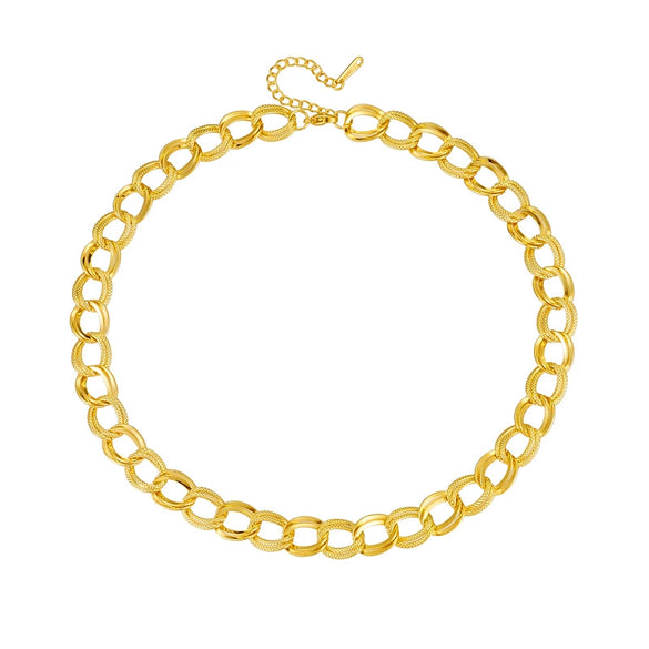 Fashion Doublering Chain Titanium Steel Necklace Goldplated For Women