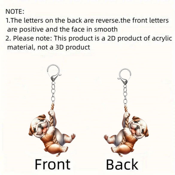 Fashion Drawstring 2D Flat Acrylic Dog Ladies Keychain Accessories And Pendants For Cars
