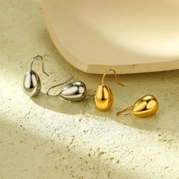 Fashion Drop Shape Titanium Steel And Stainless Steel Earrings With Electroplating For Women