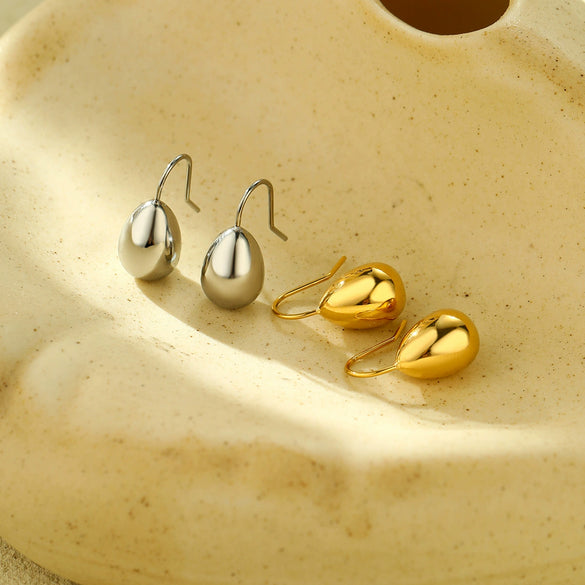 Fashion Drop Shape Titanium Steel And Stainless Steel Earrings With Electroplating For Women