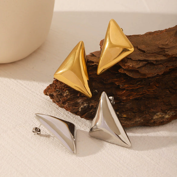 Fashion Earrings Titanium Steel Stainless Steel Geometric Three Dimensional Triangle Electroplating Vacuum Plating