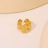 Fashion Egg Flower Smooth Five Petal Stainless Steel Ring With Real Gold Plating For Women Geometric Shape