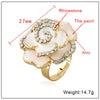 Fashion Electroplated Alloy Flower Ring With Oil Drip Rose Design Adjustable Opening Unisex Statement Ring