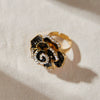 Fashion Electroplated Alloy Flower Ring With Oil Drip Rose Design Adjustable Opening Unisex Statement Ring
