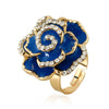 Fashion Electroplated Alloy Flower Ring With Oil Drip Rose Design Adjustable Opening Unisex Statement Ring