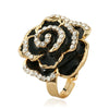 Fashion Electroplated Alloy Flower Ring With Oil Drip Rose Design Adjustable Opening Unisex Statement Ring