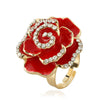 Fashion Electroplated Alloy Flower Ring With Oil Drip Rose Design Adjustable Opening Unisex Statement Ring