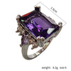 Fashion Electroplated Alloy Ring With Purple Rectangular And Teardrop Zircon Star Pattern For Women