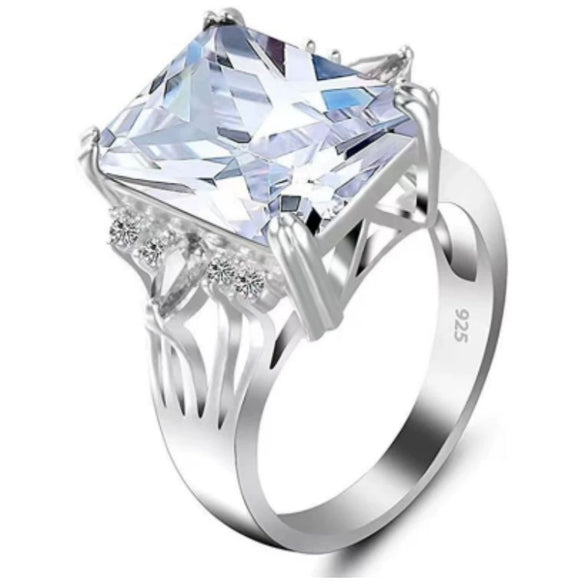 Fashion Electroplated Alloy Ring With Purple Rectangular And Teardrop Zircon Star Pattern For Women