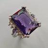 Fashion Electroplated Alloy Ring With Purple Rectangular And Teardrop Zircon Star Pattern For Women