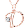 Fashion Electroplated Metal Letter Pendant Necklace With Clear Stone Inlay Alphabet Jewelry