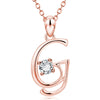 Fashion Electroplated Metal Letter Pendant Necklace With Clear Stone Inlay Alphabet Jewelry