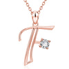 Fashion Electroplated Metal Letter Pendant Necklace With Clear Stone Inlay Alphabet Jewelry