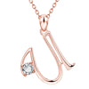 Fashion Electroplated Metal Letter Pendant Necklace With Clear Stone Inlay Alphabet Jewelry