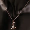 Fashion Electroplated Metal Letter Pendant Necklace With Clear Stone Inlay Alphabet Jewelry