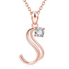 Fashion Electroplated Metal Letter Pendant Necklace With Clear Stone Inlay Alphabet Jewelry