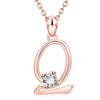 Fashion Electroplated Metal Letter Pendant Necklace With Clear Stone Inlay Alphabet Jewelry