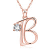 Fashion Electroplated Metal Letter Pendant Necklace With Clear Stone Inlay Alphabet Jewelry