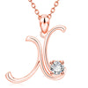 Fashion Electroplated Metal Letter Pendant Necklace With Clear Stone Inlay Alphabet Jewelry