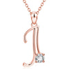 Fashion Electroplated Metal Letter Pendant Necklace With Clear Stone Inlay Alphabet Jewelry