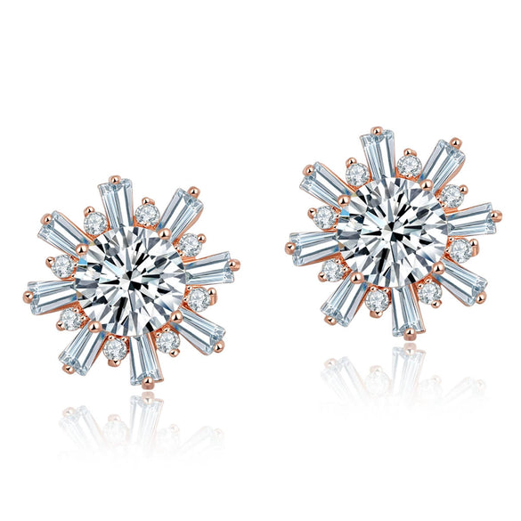 Fashion Electroplated Sunflower And Daisy Flower Earrings With Full Zircon Cartoon Style Earrings For Women