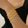 Fashion Elegant Allmatch Geometric Shaped 316L Stainless Steel Goldplated Stitching Design Bracelet