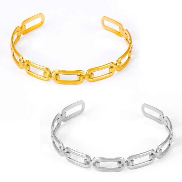 Fashion Elegant Allmatch Geometric Shaped 316L Stainless Steel Goldplated Stitching Design Bracelet