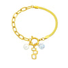 Fashion Elegant Allmatch Goldplated Love Square White Bei Pearl Water Drop Pendant Irregular Stainless Steel Bracelet With Heart Shape Star Geometric Patterns Electroplated