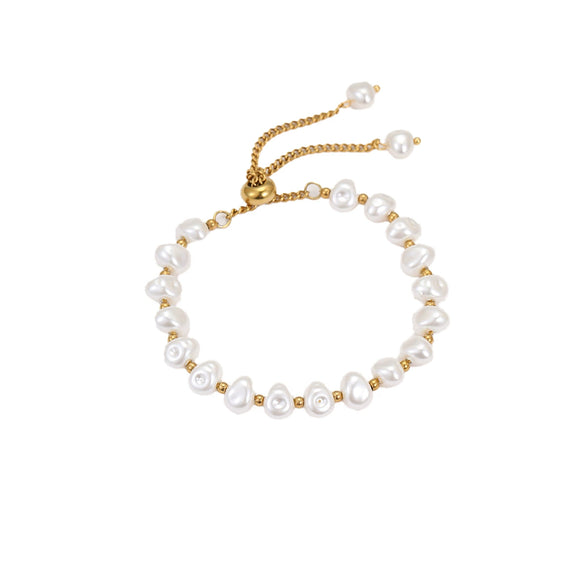 Fashion Elegant Baroque Style Alien Imitation Pearl Stainless Steel Electroplated Geometric Jewelry Bracelet Earrings For Women