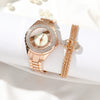 Fashion Elegant Diamondencrusted Alloy Band Rose Gold Quartz Watch For Female