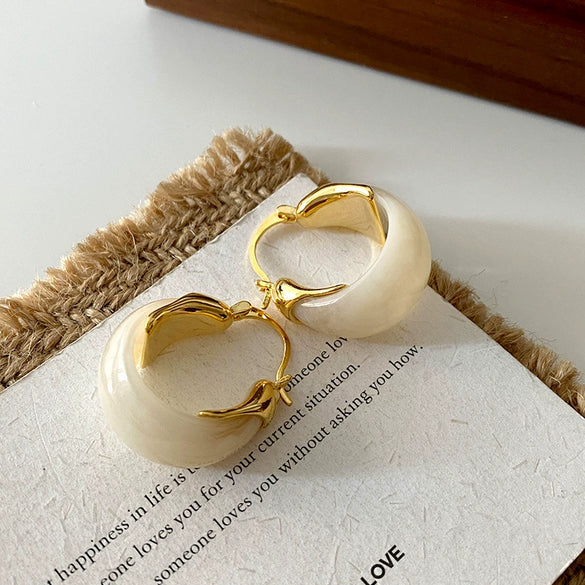 Fashion Elegant French Amber Earrings Light Luxury Highend Retro Brown U Shape Plastic Resin Earrings For Women