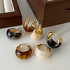 Fashion Elegant French Amber Earrings Light Luxury Highend Retro Brown U Shape Plastic Resin Earrings For Women