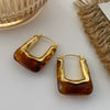 Fashion Elegant French Amber Earrings Light Luxury Highend Retro Brown U Shape Plastic Resin Earrings For Women