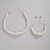 Fashion Elegant Imitation Pearl Necklace Earrings Suit For Women