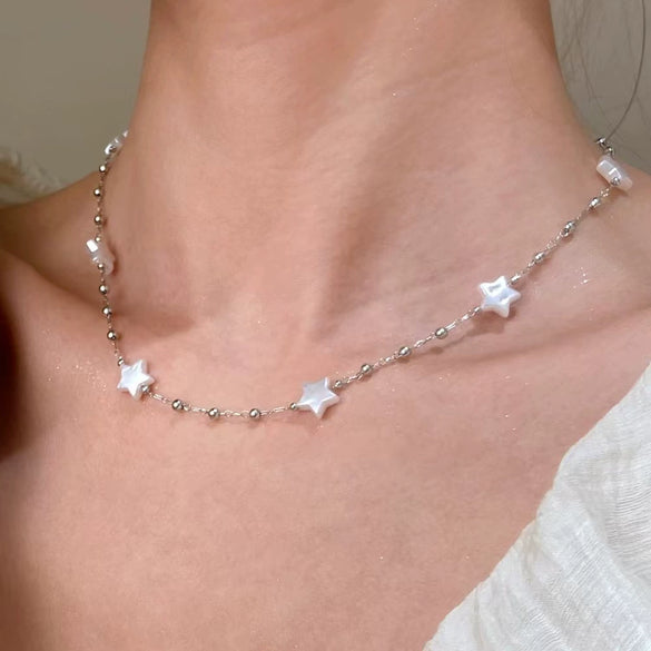 Fashion Elegant Imitation Pearls Fivepointed Star Earrings Necklace Bracelet Electroplating Design For Women