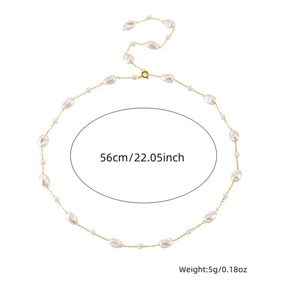 Fashion Elegant Ladies Stainless Steel Pearl Chain Accessories Necklace Bracelet With Electroplating