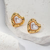 Fashion Elegant Love Pearl Stainless Steel Heartshaped Electroplated Women's Jewelry Earrings
