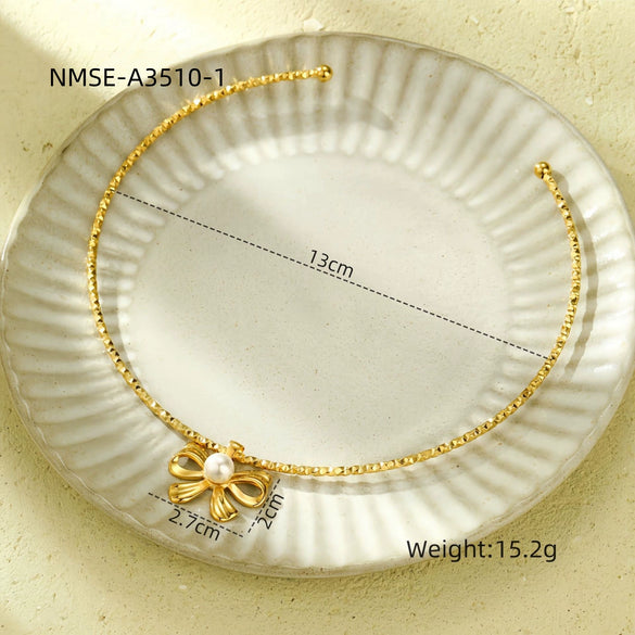 Fashion Elegant Love Stainless Steel Necklace With Heart Shape And Bow Tie For Women Electroplating Design