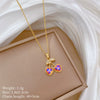 Fashion Elegant Luxury Fruit Shaped Copper And Stainless Steel Micro Inlaid Earrings Necklace Suit With Electroplating