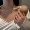 Fashion Elegant Sparkling Titanium Steel Clavicle Chain For Women With Geometric Design And Electroplating
