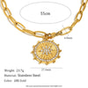Fashion Elegant Stainless Steel And Titanium Steel Necklace With Geometric Eightpointed Star Coin Pendant Electroplated 18K Gold For Women