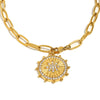 Fashion Elegant Stainless Steel And Titanium Steel Necklace With Geometric Eightpointed Star Coin Pendant Electroplated 18K Gold For Women